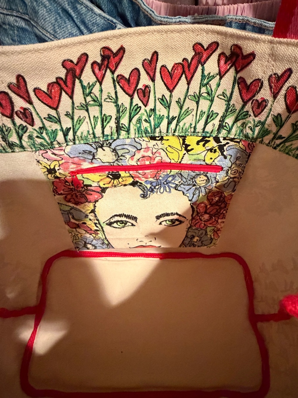 Brighton Canvas Floral Heart Tote with 'LOVE' Graphic - Picture 5 of 6